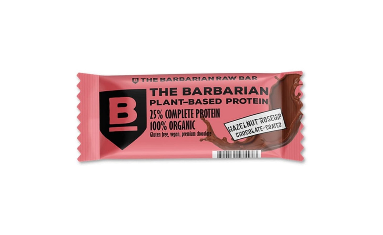 NOMADI  | The Barbarian Raw Bar – Hazelnut Rosehip με επικάλυψη σοκολάτας - 25% Πρωτεΐνη - 68g