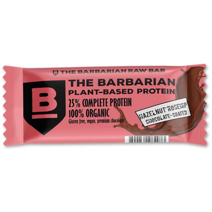 NOMADI  | The Barbarian Raw Bar – Hazelnut Rosehip με επικάλυψη σοκολάτας - 25% Πρωτεΐνη - 68g